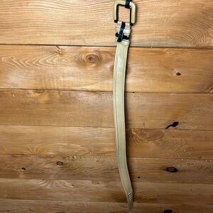 PER SE Wide buckle Leather Belt Womens Tan Md USA‎ made 1 3/4 wide 42” long